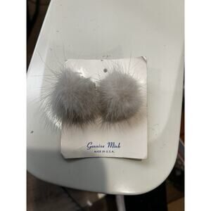Vintage 1950's Genuine Mink Fur Cufflinks Set Of 2